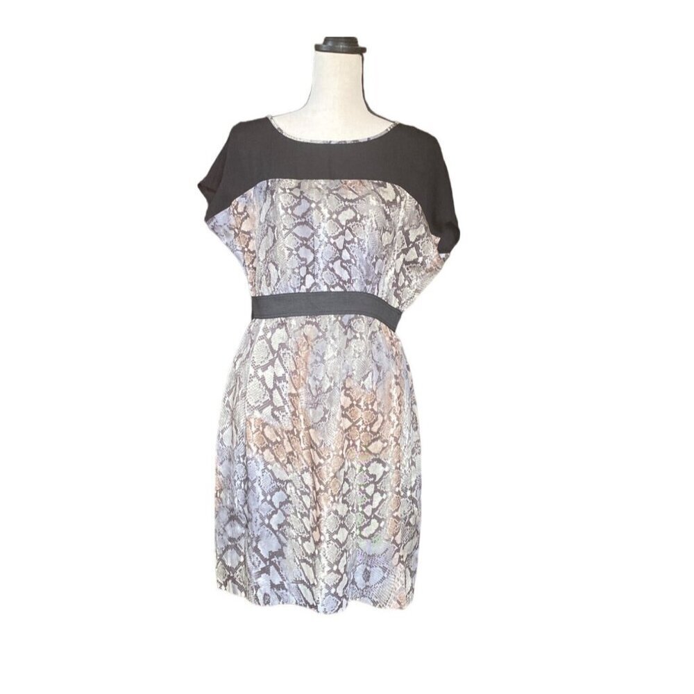 Zara Basic Womens Large Snakeskin Print Elastic Waist Casual Dress Black & White - Picture 6 of 9
